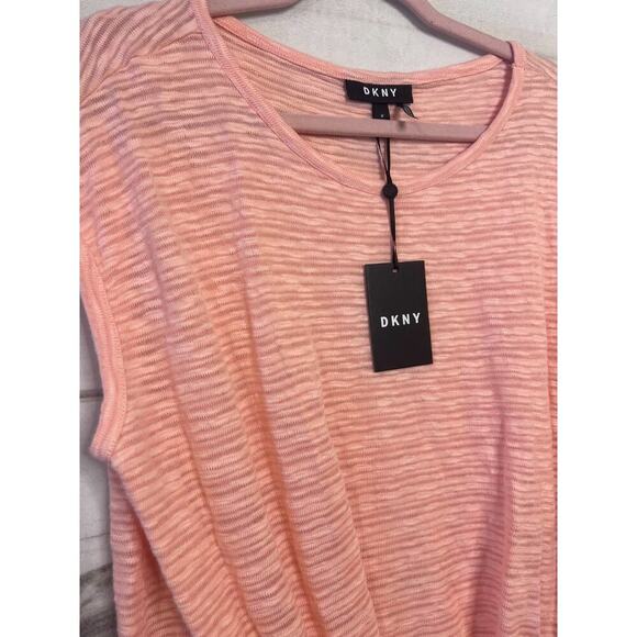 DKNY Peach Textured Short Sleeve Top NWT Size MED MSRP $59 - Picture 5 of 5